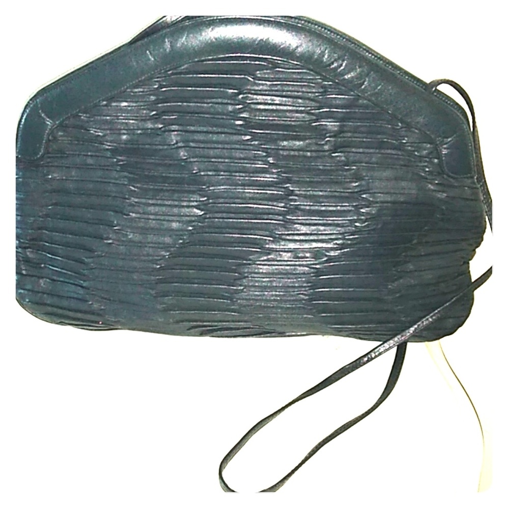 Vtg Venetto Lge Leather Clutch/Crossbody Bag, Blue